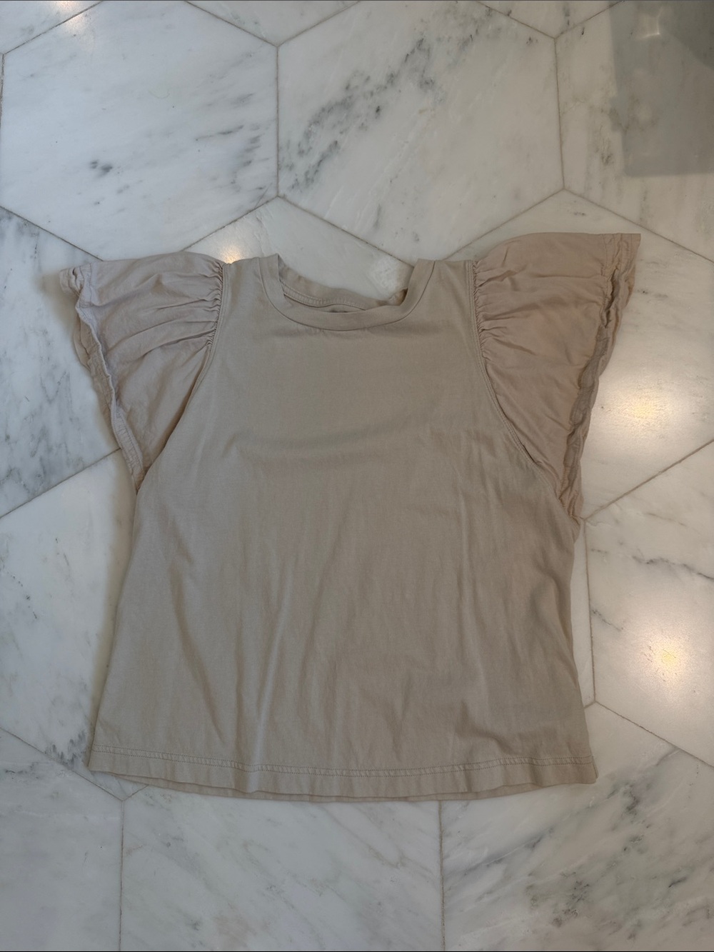 Old Navy Beige Flutter-Sleeve Cotton Tee